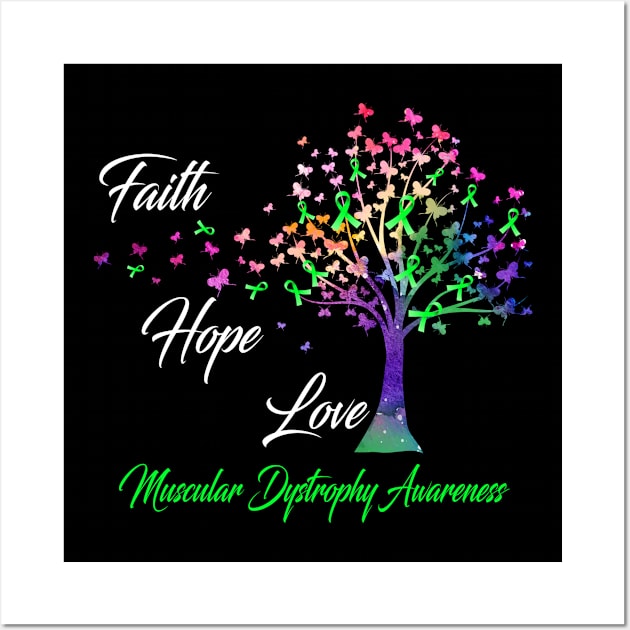 Faith Hope Love Muscular Dystrophy Awareness Support Muscular Dystrophy Warrior Gifts Wall Art by ThePassion99